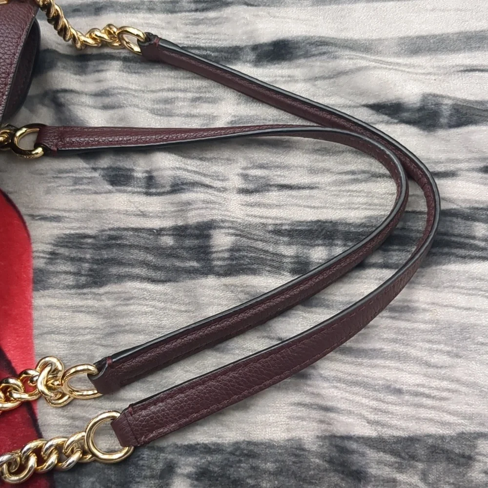 Coach Deep Burgundy Edie Leather Bag - Picture 6 of 16